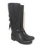 Valentino Ascot Ribbon Lace-Up Riding Boots Black Leather Size 39 Knee High Flat