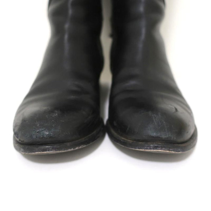 Valentino Ascot Ribbon Lace-Up Riding Boots Black Leather Size 39 Knee High Flat available at CelebrityOwned.com img_4