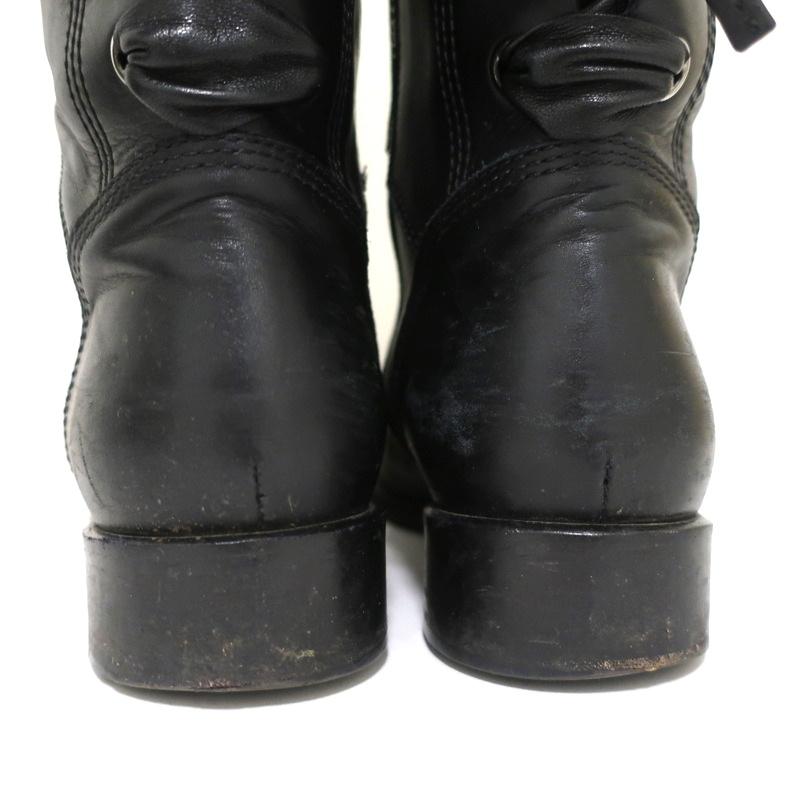 Valentino Ascot Ribbon Lace-Up Riding Boots Black Leather Size 39 Knee High Flat available at CelebrityOwned.com img_8