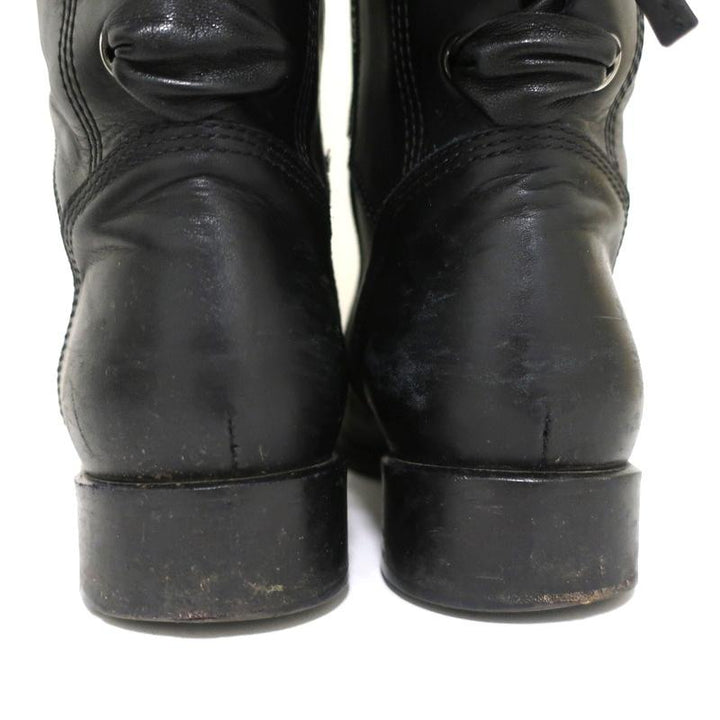 Valentino Ascot Ribbon Lace-Up Riding Boots Black Leather Size 39 Knee High Flat available at CelebrityOwned.com img_8