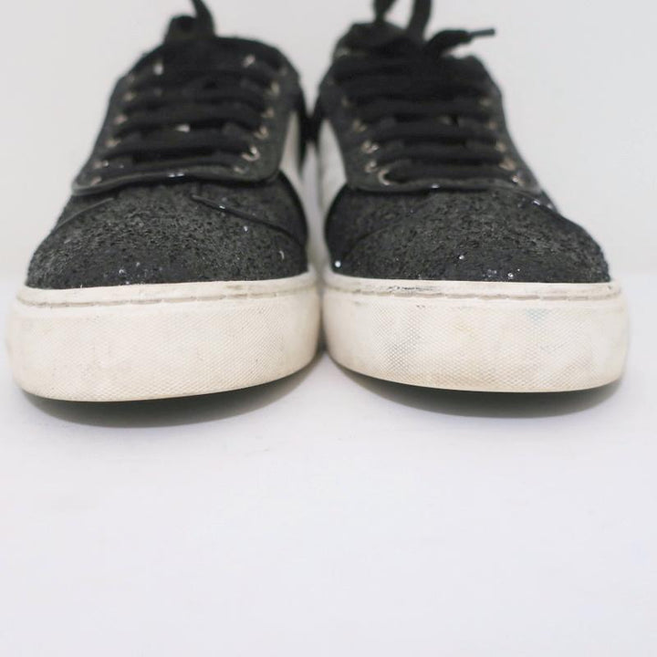 Valentino Glitter Flycrew Rockstud Sneakers Black/White Size 38 available at CelebrityOwned.com img_5