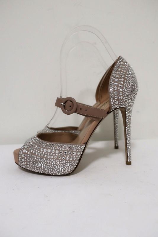 Valentino Microstud Mary Jane Pumps Crystal-Embellished Nude Leather Size 35.5 available at CelebrityOwned.com img_6