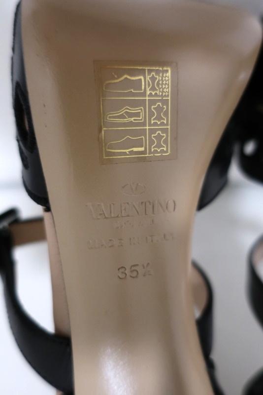 Valentino Platform Sandals Black Laser-Cut Leather Size 35.5 d&