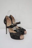 Valentino Platform Sandals Black Laser-Cut Leather Size 35.5 d'Orsay Heel available at CelebrityOwned.com img_1