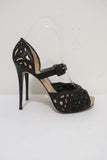Valentino Platform Sandals Black Laser-Cut Leather Size 35.5 d'Orsay Heel available at CelebrityOwned.com img_2