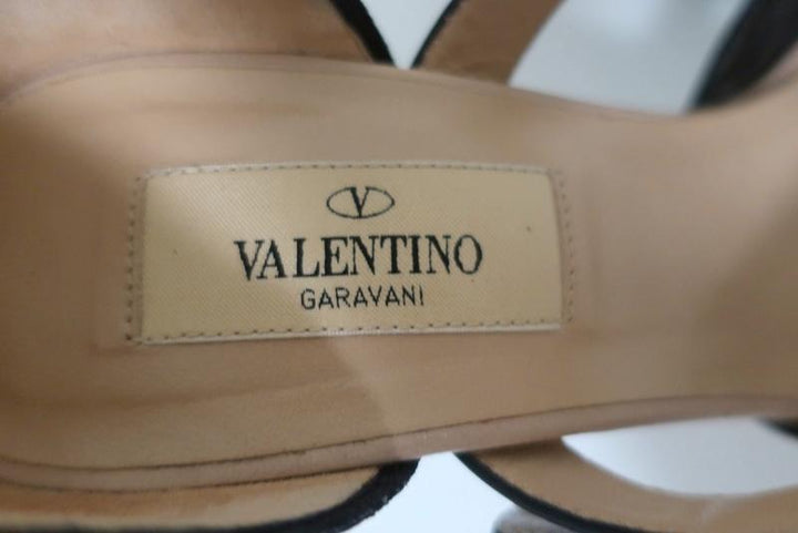 Valentino Platform Sandals Black Laser-Cut Leather Size 35.5 d&