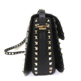 Valentino Rockstud Flap Shoulder Bag Black Leather available at CelebrityOwned.com img_4