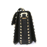 Valentino Rockstud Flap Shoulder Bag Black Leather available at CelebrityOwned.com img_5