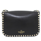 Valentino Rockstud Flap Shoulder Bag Black Leather available at CelebrityOwned.com img_7