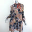 Valentino Tie Neck Dress Brown Floral Print Silk Size 8 Long Sleeve Mini