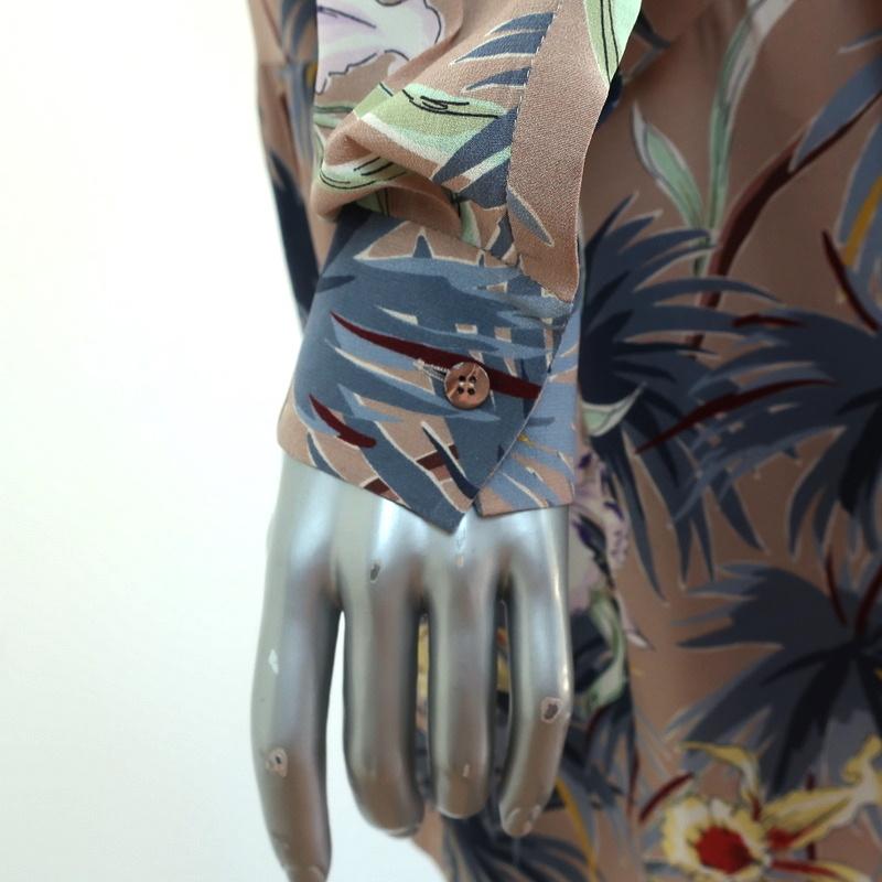 Valentino Tie Neck Dress Brown Floral Print Silk Size 8 Long Sleeve Mini available at CelebrityOwned.com img_6