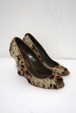 Valentino Wedge Pumps Leopard Print Calf Hair and Lace Size 37 Peep Toe Heel available at CelebrityOwned.com img_1
