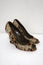 Valentino Wedge Pumps Leopard Print Calf Hair and Lace Size 37 Peep Toe Heel