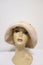 Valeur Mad Factory Floppy Hat Ivory Crochet Knit with Brown Leather Tie