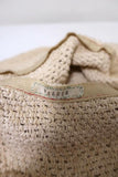 Valeur Mad Factory Floppy Hat Ivory Crochet Knit with Brown Leather Tie available at CelebrityOwned.com img_5