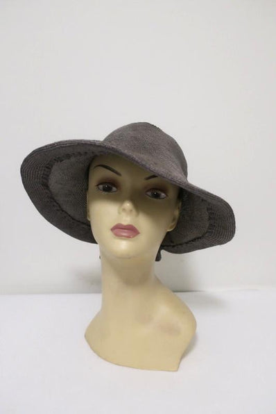 Valeur Mad Factory Wide Brim Hat Coco Gray Raffia with Bow available at CelebrityOwned.com img_1