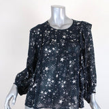 Velvet by Graham & Spencer Top Ann Teal Ruffled Star Print Georgette Size Small available at CelebrityOwned.com img_1