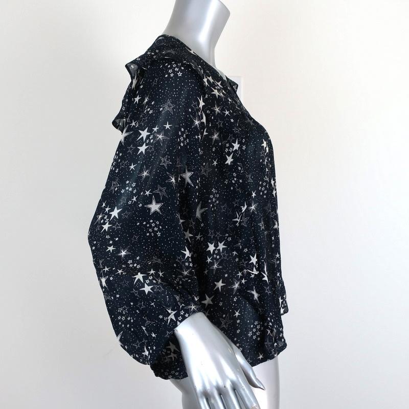 Velvet by Graham &amp; Spencer Top Ann Teal Ruffled Star Print Georgette Size Small available at CelebrityOwned.com img_4