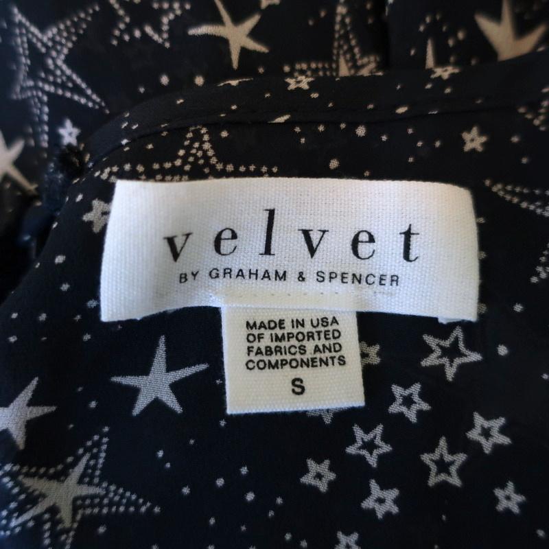 Velvet by Graham &amp; Spencer Top Ann Teal Ruffled Star Print Georgette Size Small available at CelebrityOwned.com img_6