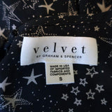 Velvet by Graham & Spencer Top Ann Teal Ruffled Star Print Georgette Size Small available at CelebrityOwned.com img_6