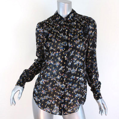 Veronica Beard Blouse Dazed Black Metallic Floral Print Size 2 Long Sleeve Shirt available at CelebrityOwned.com img_1