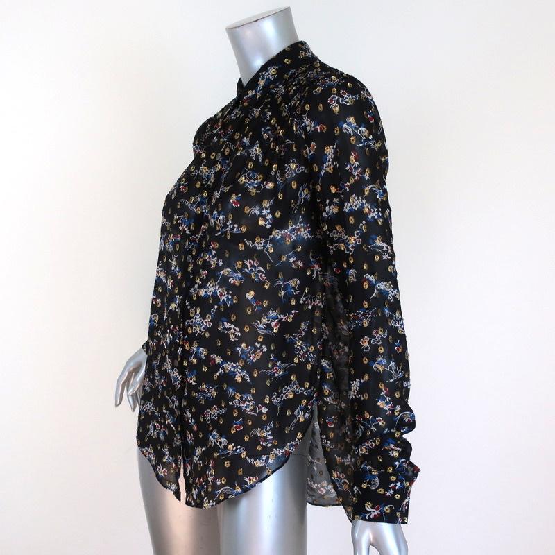 Veronica Beard Blouse Dazed Black Metallic Floral Print Size 2 Long Sleeve Shirt available at CelebrityOwned.com img_2