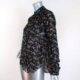 Veronica Beard Blouse Dazed Black Metallic Floral Print Size 2 Long Sleeve Shirt available at CelebrityOwned.com img_2