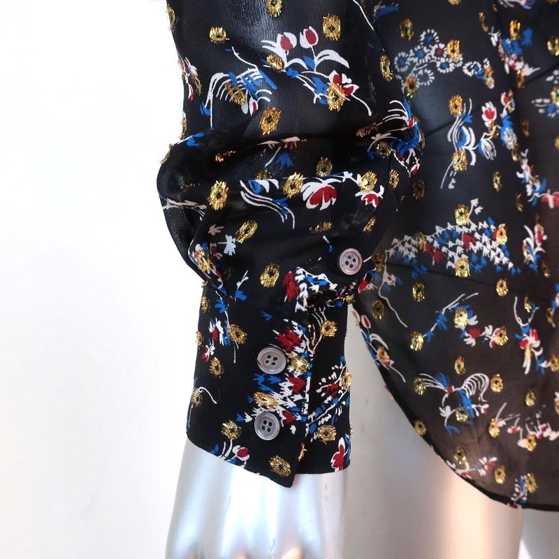 Veronica Beard Blouse Dazed Black Metallic Floral Print Size 2 Long Sleeve Shirt available at CelebrityOwned.com img_6