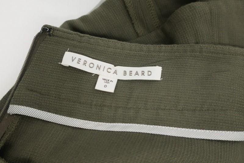 Veronica Beard Crandon Cargo Mini Skirt Army Green Linen-Blend Size 0 available at CelebrityOwned.com img_5