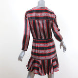 Veronica Beard Flounce Mini Dress Ivy Black/Red Striped Silk Satin Size 2 available at CelebrityOwned.com img_4