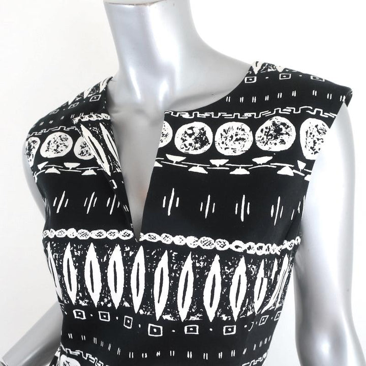 Veronica Beard Mini Dress Black/White Block Print Stretch Cotton Size 4 available at CelebrityOwned.com img_3