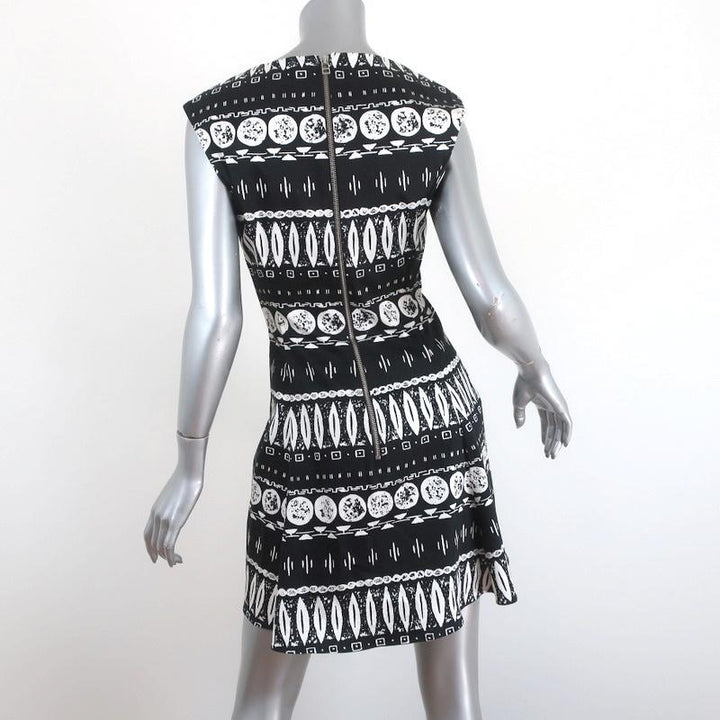 Veronica Beard Mini Dress Black/White Block Print Stretch Cotton Size 4 available at CelebrityOwned.com img_5