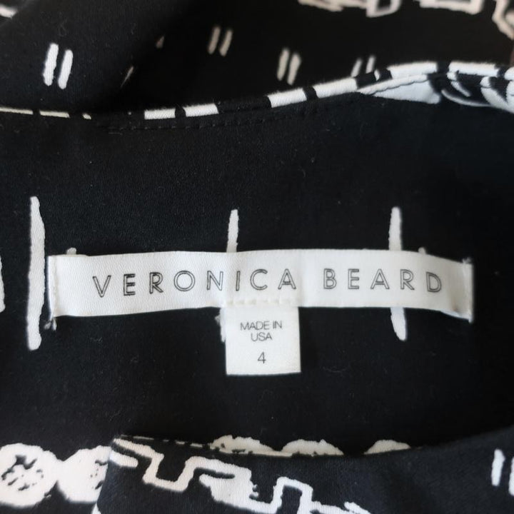 Veronica Beard Mini Dress Black/White Block Print Stretch Cotton Size 4 available at CelebrityOwned.com img_6