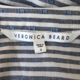 Veronica Beard Mini Dress Kai Cream/Blue Striped Ruffle Cotton-Blend Size 0 available at CelebrityOwned.com img_7