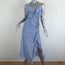 Veronica Beard Ruched Midi Dress Blue/White Floral Print Ruffled Silk Size 2