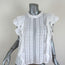 Veronica Beard Sol Ruffle Top White Lace-Trim Cotton Size 10 Cap Sleeve Blouse