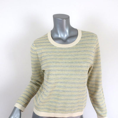 Veronica Beard Sweater Boise Yellow Striped Knit Size Large Crewneck Pullover available at CelebrityOwned.com img_1