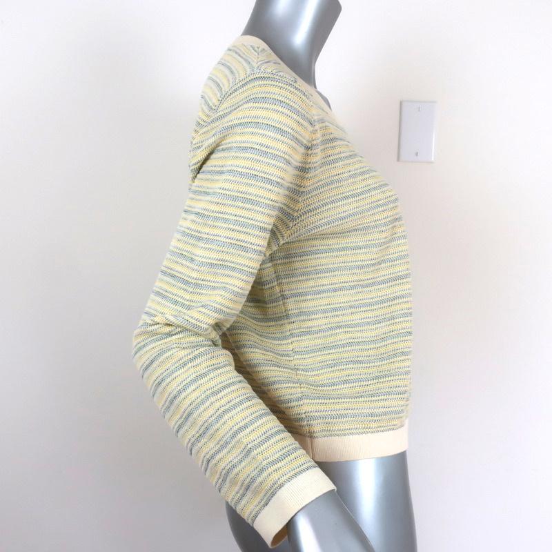 Veronica Beard Sweater Boise Yellow Striped Knit Size Large Crewneck Pullover available at CelebrityOwned.com img_4