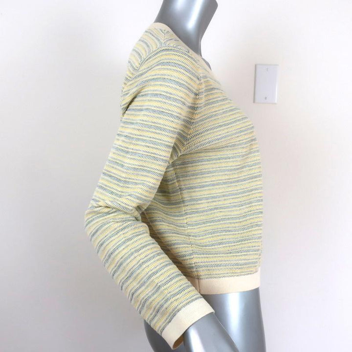 Veronica Beard Sweater Boise Yellow Striped Knit Size Large Crewneck Pullover available at CelebrityOwned.com img_4