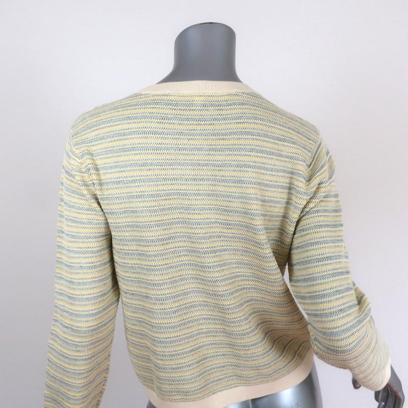 Veronica Beard Sweater Boise Yellow Striped Knit Size Large Crewneck Pullover available at CelebrityOwned.com img_5