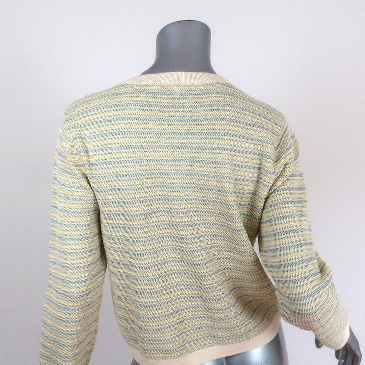 Veronica Beard Sweater Boise Yellow Striped Knit Size Large Crewneck Pullover available at CelebrityOwned.com img_5
