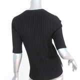 Veronica Beard Top Dillon Black Ribbed Knit Size Medium Crewneck Pullover NEW available at CelebrityOwned.com img_5