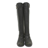 Via Roma 15 Knee High Buckle Strap Boots Charcoal Leather Size 37 available at CelebrityOwned.com img_4