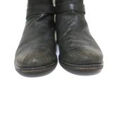 Via Roma 15 Knee High Buckle Strap Boots Charcoal Leather Size 37 available at CelebrityOwned.com img_5
