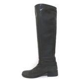 Via Roma 15 Knee High Buckle Strap Boots Charcoal Leather Size 37 available at CelebrityOwned.com img_7