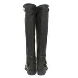 Via Roma 15 Knee High Buckle Strap Boots Charcoal Leather Size 37 available at CelebrityOwned.com img_8