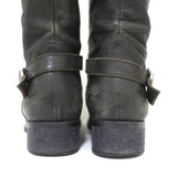 Via Roma 15 Knee High Buckle Strap Boots Charcoal Leather Size 37 available at CelebrityOwned.com img_9