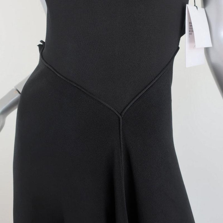 Victoria Beckham Cross Back Asymmetric Midi Dress Black Compact Knit Size 2 NEW available at CelebrityOwned.com img_2