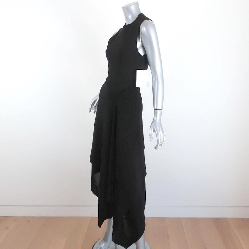 Victoria Beckham Cross Back Asymmetric Midi Dress Black Compact Knit Size 2 NEW available at CelebrityOwned.com img_3