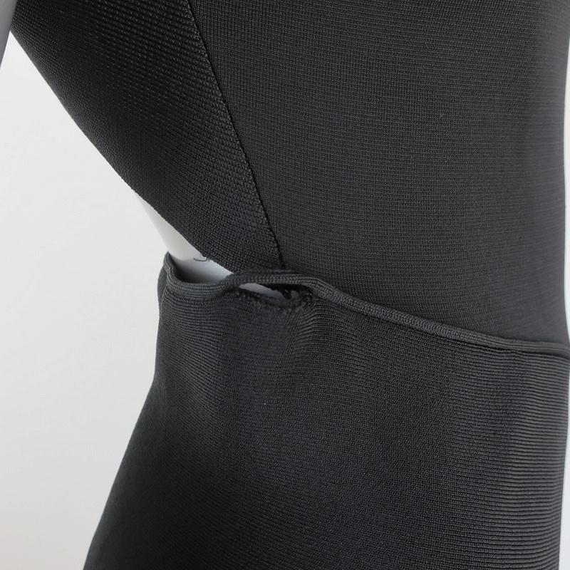 Victoria Beckham Cross Back Asymmetric Midi Dress Black Compact Knit Size 2 NEW available at CelebrityOwned.com img_5